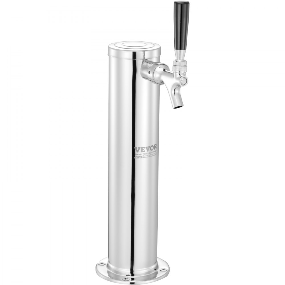 VEVOR Kegerator Tower Kit, Single Tap Beer Conversion Kit, Stainless Steel Keg Beer Tower Dispenser with Dual Gauge W21.8 Regulator & S-System Keg Coupler for Party Home