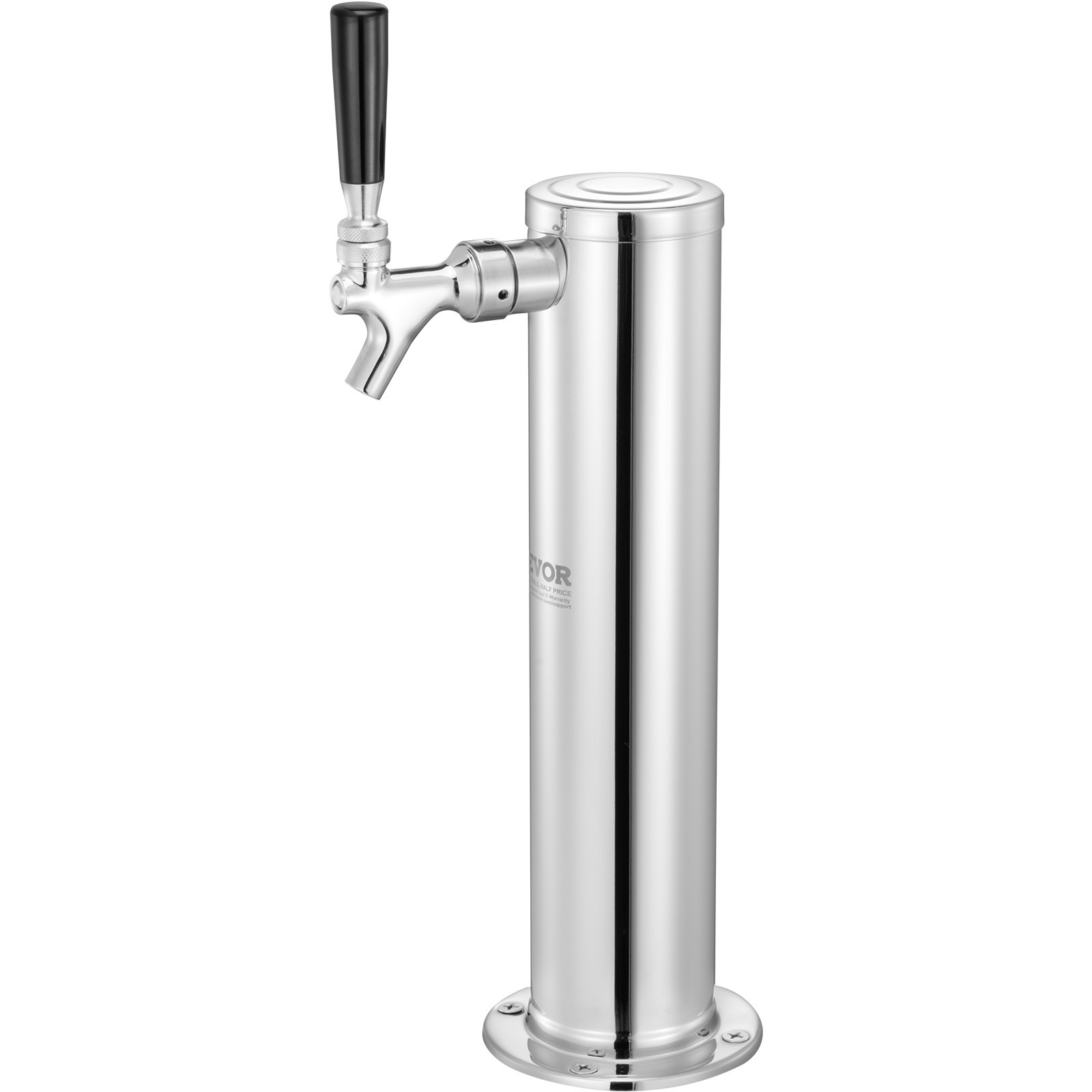 VEVOR Kegerator Tower Kit, Single Tap Beer Conversion Kit, Stainless Steel Keg Beer Tower Dispenser with Dual Gauge W21.8 Regulator & S-System Keg Coupler for Party Home