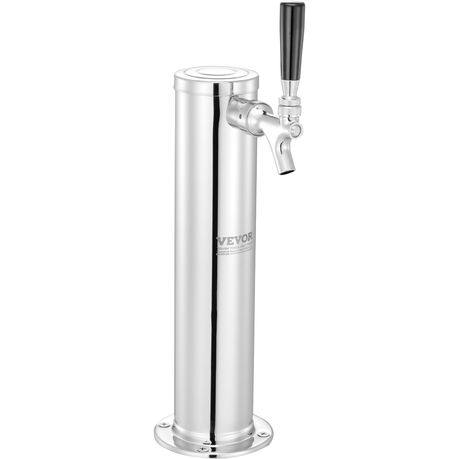 VEVOR Kegerator Tower Kit, Single Tap Beer Conversion Kit, Stainless Steel Keg Beer Tower Dispenser with Dual Gauge W21.8 Regulator & S-System Keg Coupler for Party Home