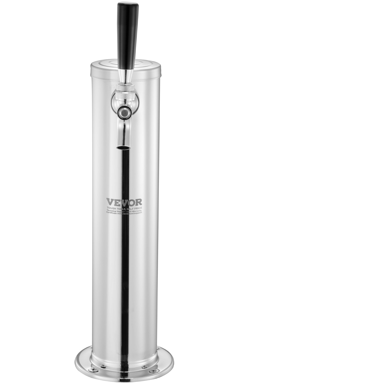 VEVOR Kegerator Tower Kit, Single Tap Beer Conversion Kit, Stainless Steel Keg Beer Tower Dispenser with Dual Gauge W21.8 Regulator & S-System Keg Coupler for Party Home