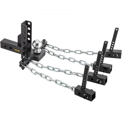 VEVOR Weight Distribution Hitch, 1400 lb Tongue Capacity Load Leveling Hitch with Sway Control, 2-5/16" Ball & 8" Drop/Rise & 4 Chains & Universal Frame Bracket, No-Bounce No-Sway Trailer Towing