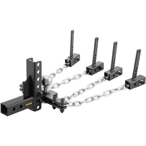 VEVOR Weight Distribution Hitch, 1000 lb Tongue Capacity Load Leveling Hitch with Sway Control, 2" Ball & 4" Drop/Rise & 4 Chains & Universal Frame Bracket, No-Bounce No-Sway Trailer Towing