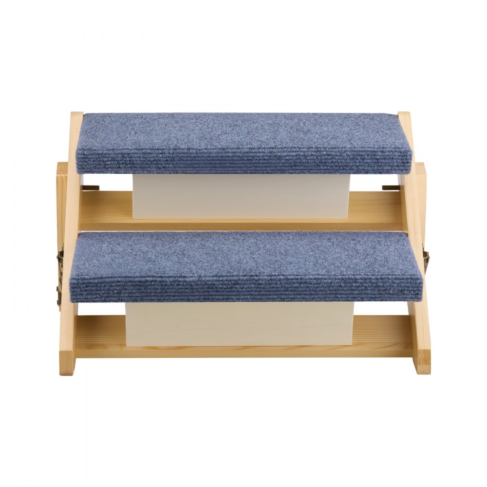 VEVOR Wood Pet Stairs, 2-Step Dog Stairs for Beds, Sofa & Cars, 50 kg Load Capacity, Floded Flat Design, Stable & Sturdy Cat & Dog Step Ladder for Small Medium Large Older Pet Puppy Essentials