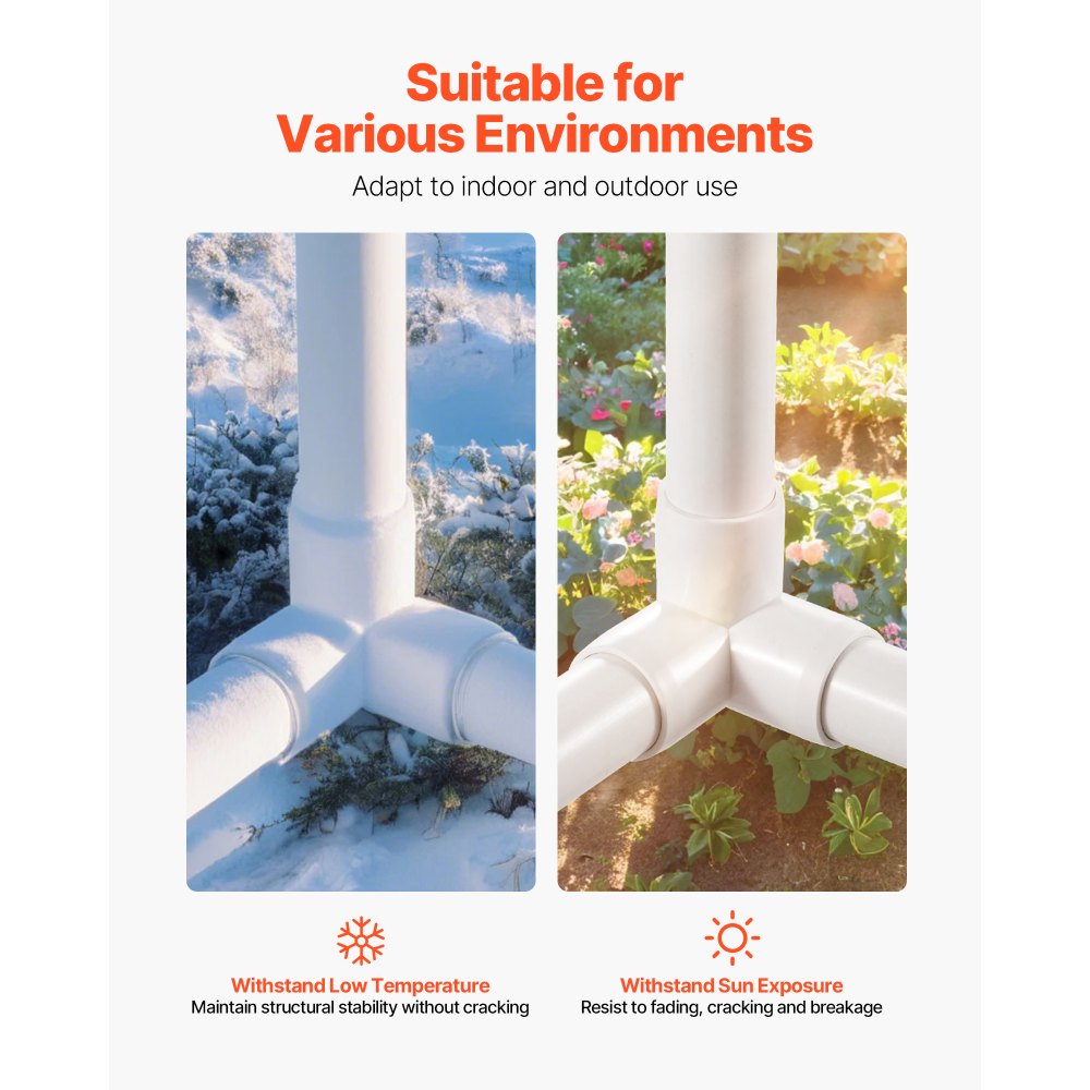 VEVOR 3-Way PVC Fittings, 1-inch PVC Pipe Joints Elbow Connector, 10-Pack Furniture Grade PVC Tee Fittings for DIY Storage Rack, Animal Cage, Pool or Garden Support Frame, Impact & Weather-Resistant