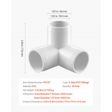 VEVOR 3-Way PVC Fittings 10-Pack PVC Pipe Joints Elbow Connector for 1" PVC Pipe