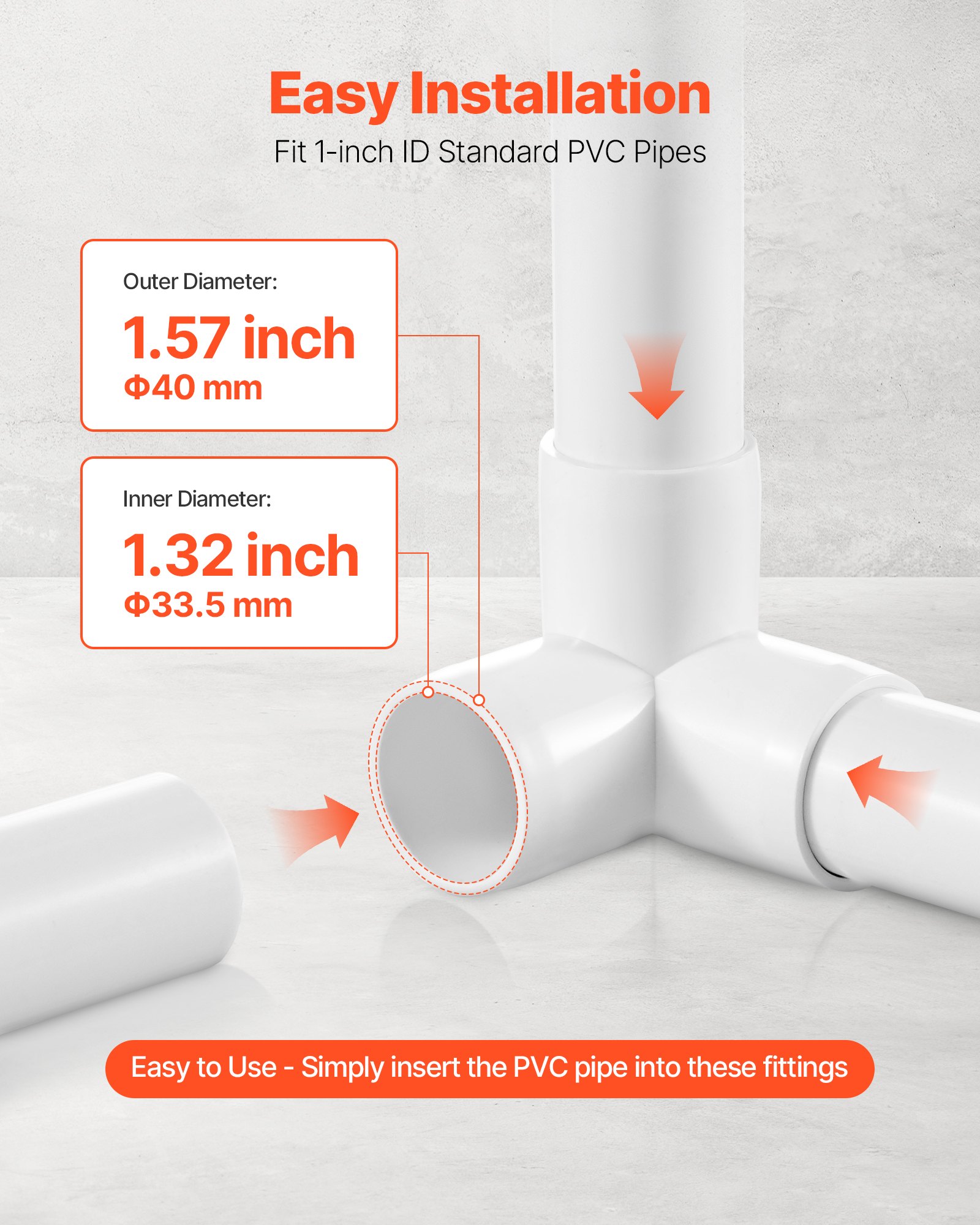 VEVOR 3-Way PVC Fittings, 1-inch PVC Pipe Joints Elbow Connector, 10-Pack Furniture Grade PVC Tee Fittings for DIY Storage Rack, Animal Cage, Pool or Garden Support Frame, Impact & Weather-Resistant