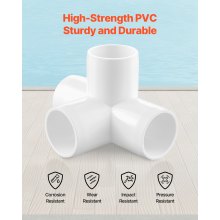 VEVOR 4-Way PVC Fittings 10-Pack PVC Pipe Joints Elbow Connector for 1" PVC Pipe