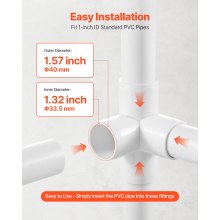 VEVOR 4-Way PVC Fittings 10-Pack PVC Pipe Joints Elbow Connector for 1" PVC Pipe