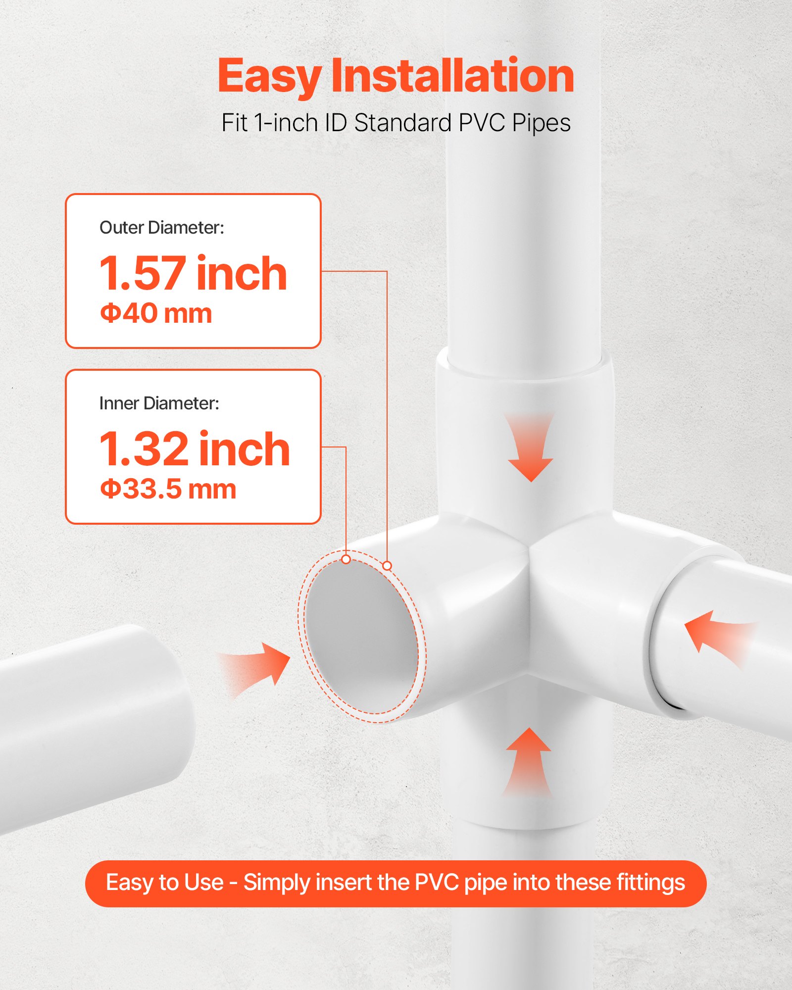 VEVOR 4-Way PVC Fittings, 1-inch PVC Pipe Joints Elbow Connector, 10-Pack Furniture Grade Pipe Corner Connectors for DIY Storage Rack, Animal Cage, Garden Support Frame, Impact & Weather-Resistant
