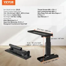 Estabilizador de escalera plegable VEVOR de 23,4 L x 11,4-18 in de alto con superficie de apoyo