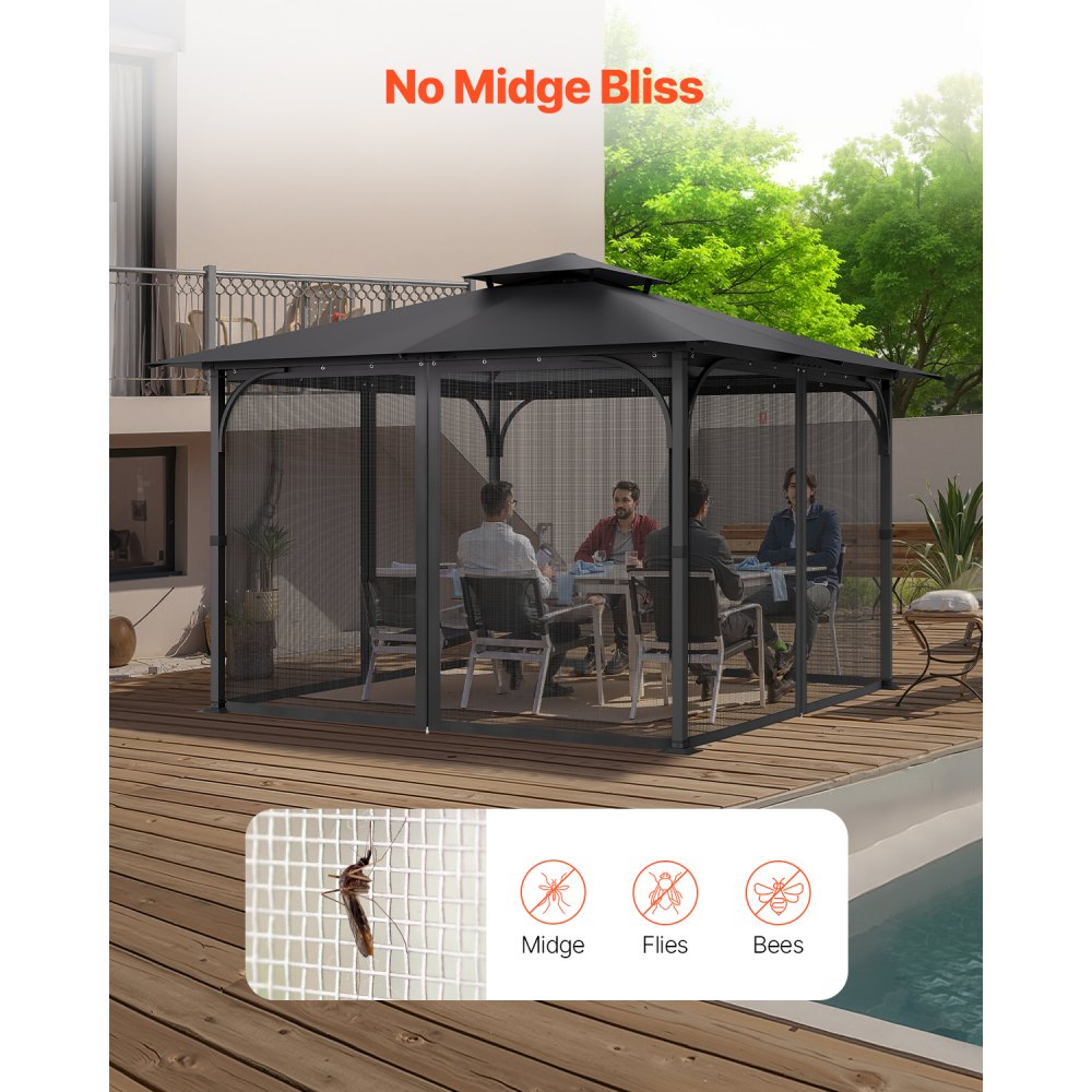 VEVOR Replacement Mesh Gazebo Netting Screen for 10x10x 6.7 ft Patio, Net Only