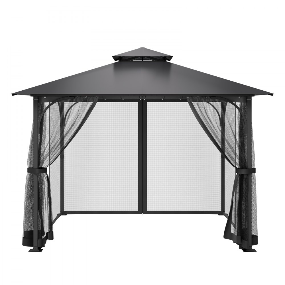 VEVOR Gazebo Netting Replacement, Fit Most 3 x 3 x 1.98 m Gazebo Curtain, Outdoor Garden Net, 4-Panel Sidewall Mesh Net, Patio Midge Netting with Double Zipper, Canopy Screen (Netting Only)