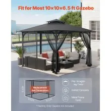 VEVOR Replacement Mesh Gazebo Netting Screen for 10x10x 6.5 ft Patio, Net Only