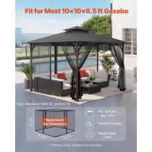VEVOR Replacement Mesh Gazebo Netting Screen for 10x10x 6.5 ft Patio, Net Only