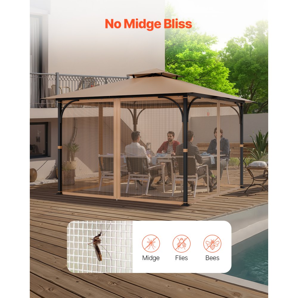 VEVOR Replacement Mesh Gazebo Netting Screen for 10x10x7 ft Patio, Net Only