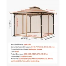 VEVOR Replacement Mesh Gazebo Netting Screen for 10x10x7 ft Patio, Net Only