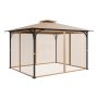 VEVOR Gazebo Netting Replacement, Fit Most 10 x 12 x 7 FT Gazebo Curtain, Outdoor Garden Net, 4-Panel Sidewall Mesh Net, Patio Midge Netting with Double Zipper, Canopy Screen (Netting Only)