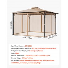 VEVOR Replacement Mesh Gazebo Netting Screen for 10x12x7 ft Patio, Net Only