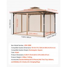 VEVOR Replacement Mesh Gazebo Netting Screen for 10x12x7 ft Patio, Net Only