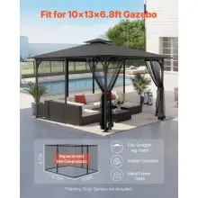 VEVOR Replacement Mesh Gazebo Netting Screen for 10x13x6.8 ft Patio, Net Only
