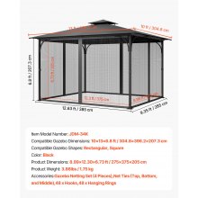 VEVOR Replacement Mesh Gazebo Netting Screen for 10x13x6.8 ft Patio, Net Only
