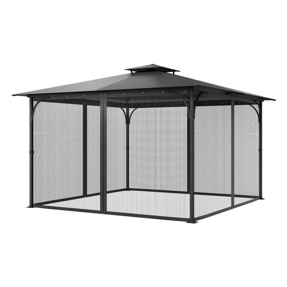VEVOR Gazebo Netting Replacement, Fit Most 3 x 4 x 2 m Gazebo Curtain, Outdoor Garden Net, 4-Panel Sidewall Mesh Net, Patio Midge Netting with Double Zipper, Canopy Screen (Netting Only)
