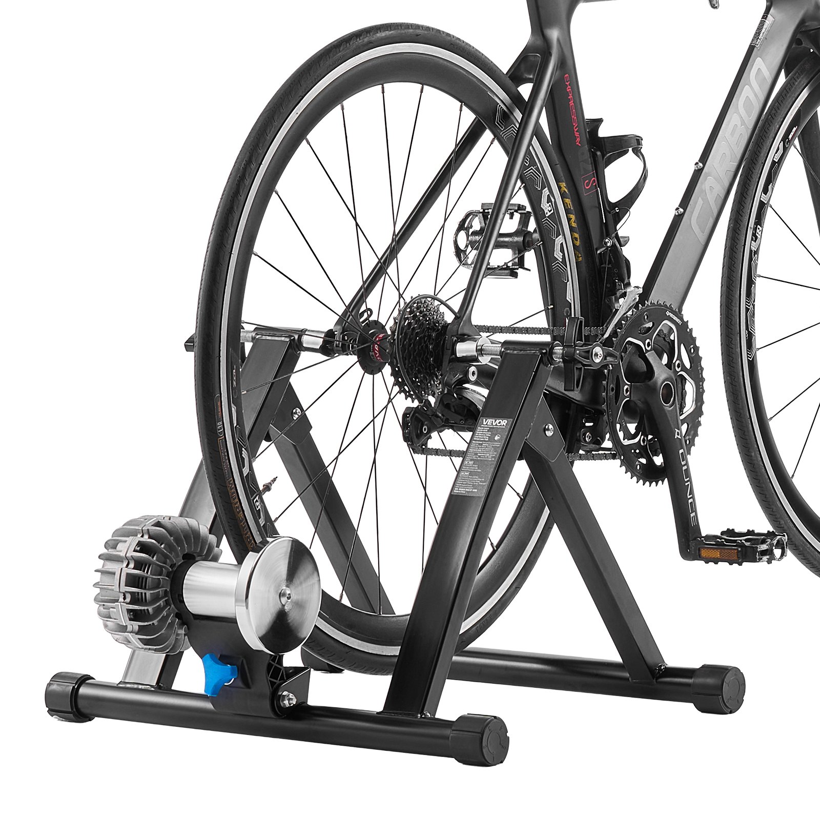 VEVOR Bike Trainer, 26-29 Inch & 700C Wheels, Foldable Fluid Bicycle Stationary Trainer Stand for Indoor Exercise Riding with Quick Release Skewer & Front Wheel Riser Block, Fits Road Bikes, Black