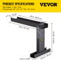 VEVOR Ladder Extender 20x4.7-Inch, Extension Ladder 10.5-16.7-Inch Adjustable Height Range, Ladder Leveling Tool, Stair Ladder Extension with Chain Pins in Steel for Stairs, in Black Powder Coated