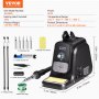 VEVOR Soldering Iron Station, 80W Digital Display Soldering Station Kit with 2 Helping Hands, 5 Soldering Tips, Lead-Free Solder, Solder Sucker, Tweezer, Auto Standby & Sleep Mode, °C/°F Conversion