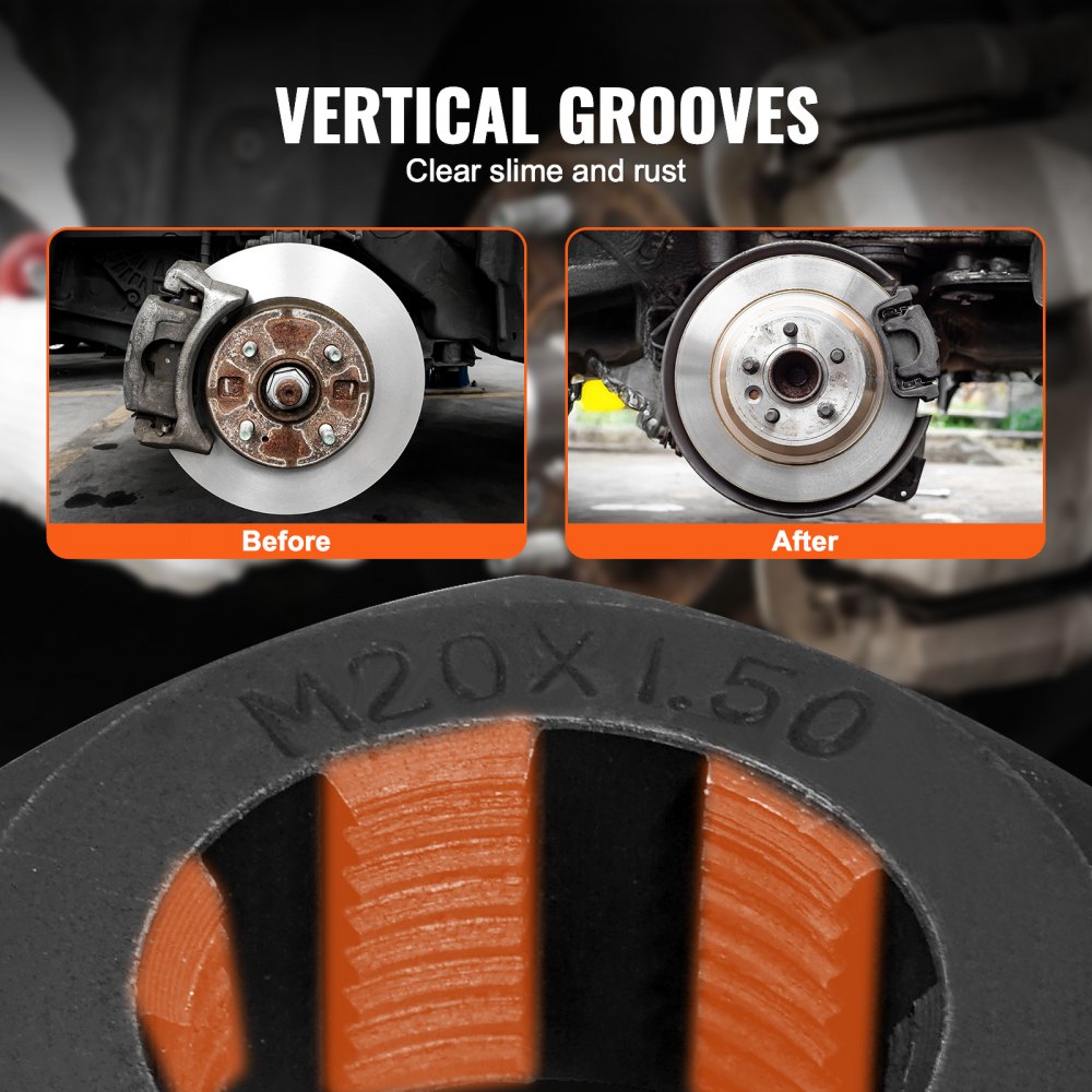 VEVOR 10-Piece Axle Spindle Thread Chaser Set, Metric M20 M22 M24 and UNF 13/16" 3/4" Thread Restorer Tool, Rethreading Tool Kit with Extension Bar, Hex Wrench, Storage Case, for Damaged Axle Spindles
