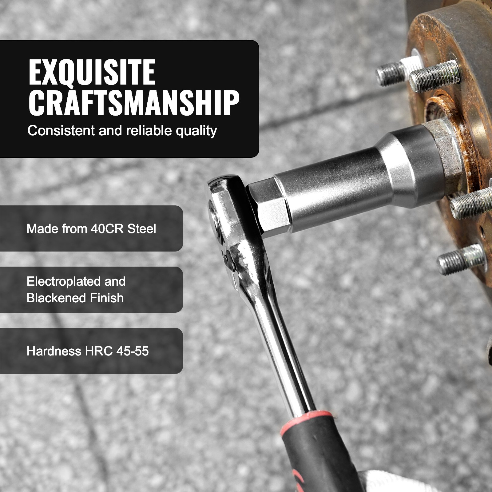 VEVOR 10-Piece Axle Spindle Thread Chaser Set, Metric M20 M22 M24 and UNF 13/16" 3/4" Thread Restorer Tool, Rethreading Tool Kit with Extension Bar, Hex Wrench, Storage Case, for Damaged Axle Spindles