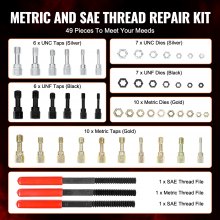 VEVOR 49PCS Thread Chaser Set UNC UNF Metric Thread Restorer Tool Rethreading