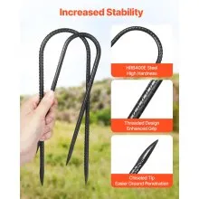 12-Inch 8 Pack Rebar Stakes Heavy Duty U Shape Galvanized Steel Ground Anchors