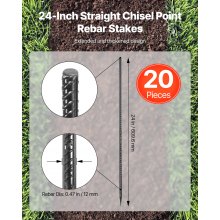16-Inch 16 Pack Rebar Stakes Heavy Duty Straight Galvanized Steel Ground Anchors