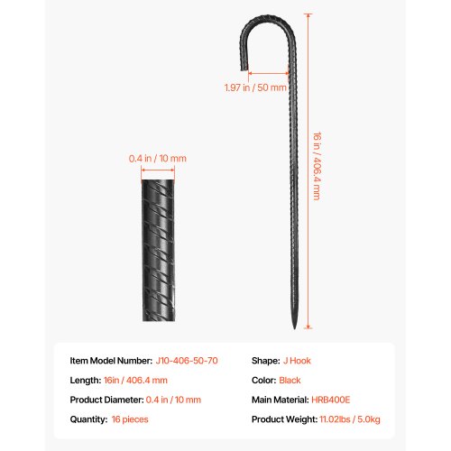 J-kujulised maa-ankrud 406 mm, Ø 10 mm, 16 tk — pilt 7