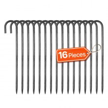 16-Inch 16 Pack Rebar Stakes Heavy Duty J Hook Galvanized Steel Ground Anchors