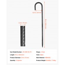 16-Inch 24 Pack Rebar Stakes Heavy Duty J Hook Galvanized Steel Ground Anchors