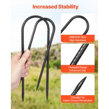 10-Inch 12 Pack Rebar Stakes Heavy Duty U Shape Galvanized Steel Ground Anchors