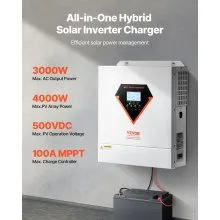 Hybrid Solar Inverter Charger 3000W 110/120V with Built-in 100A MPPT Controller
