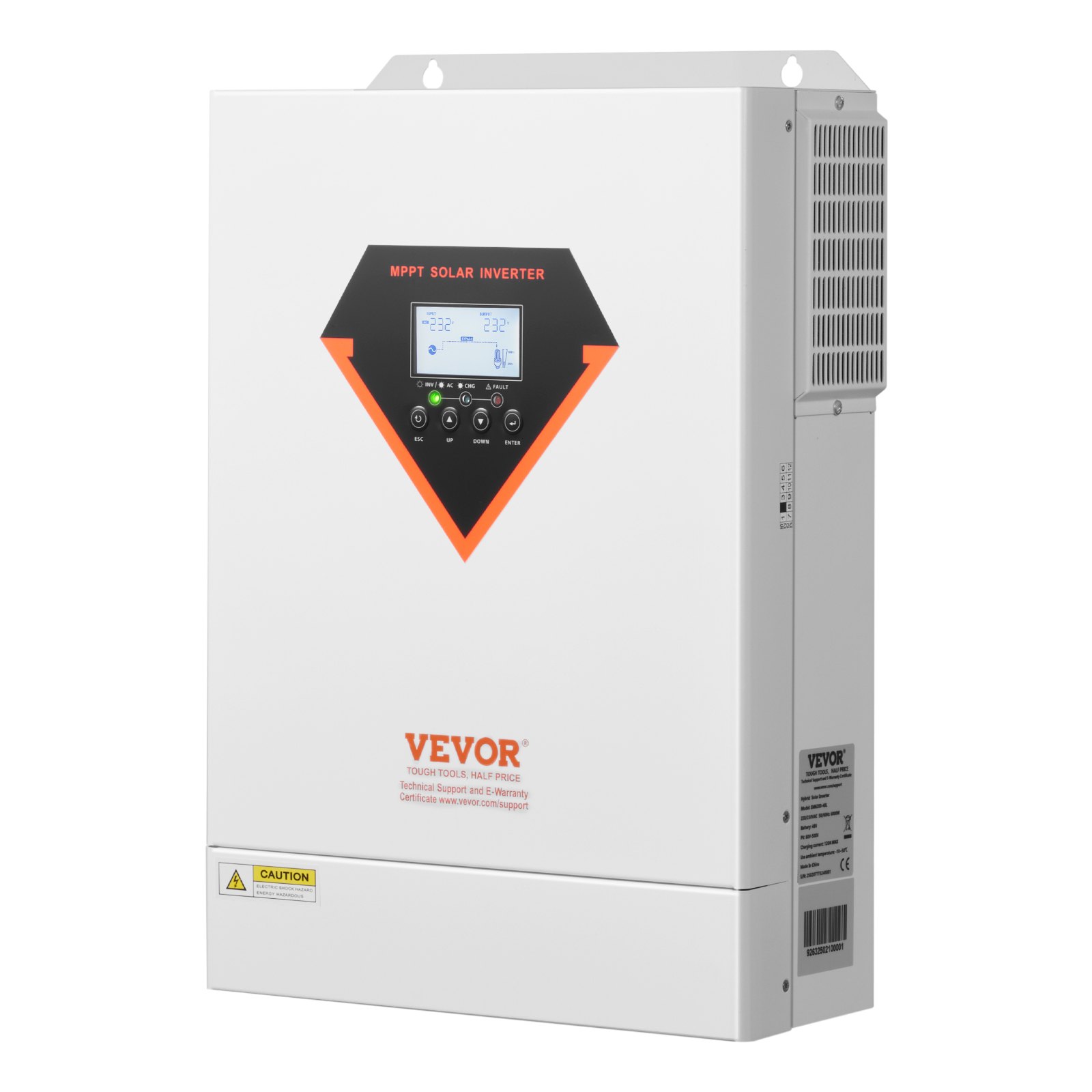 VEVOR Hybrid Solar Inverter, 6000W, All in One Pure Sine Wave Power Inverter Charger, 48V DC to Single-Phase 220/230V AC, with 120A MPPT Solar Controller, for Off-Grid System Lead Acid Lithium Battery
