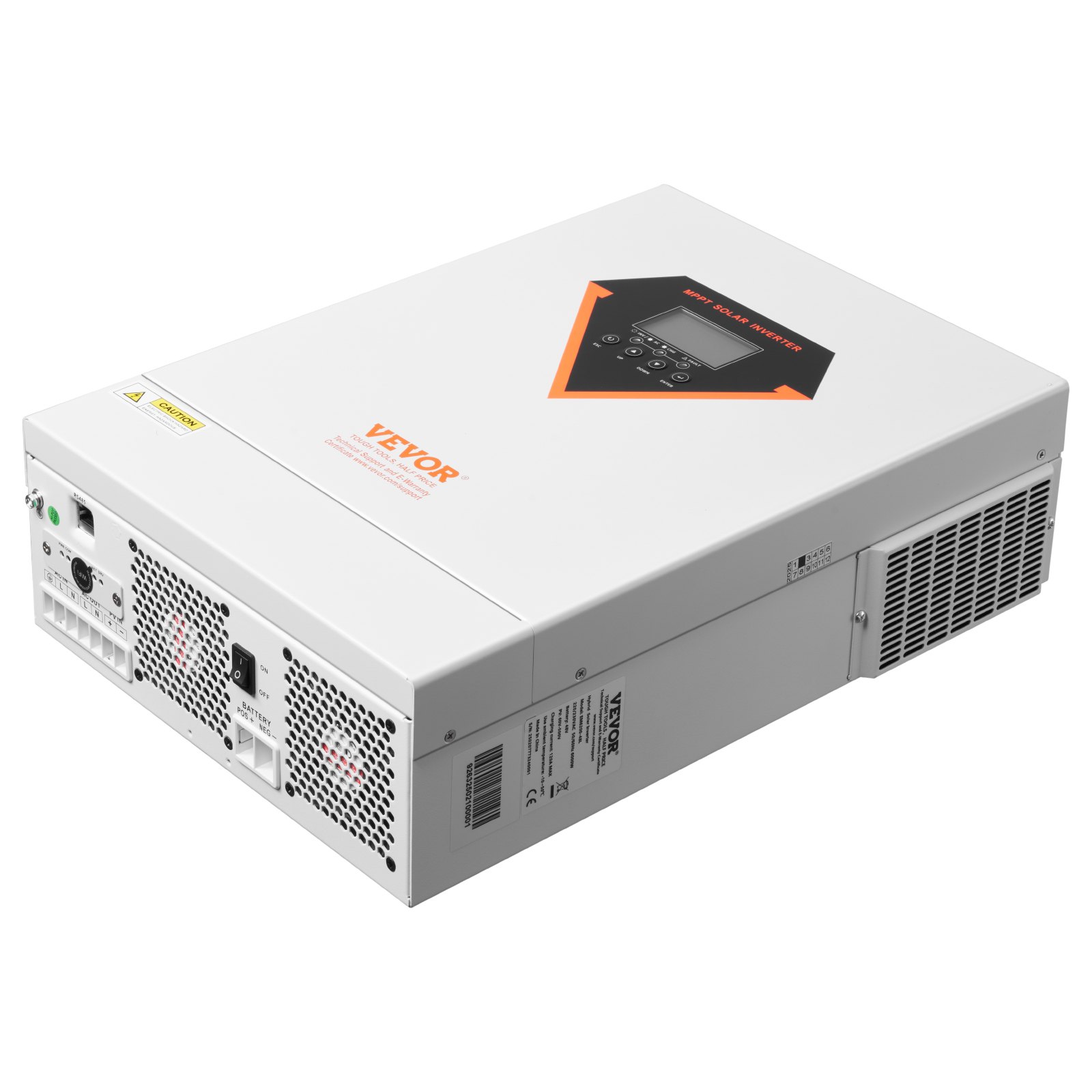 VEVOR Hybrid Solar Inverter, 6000W, All in One Pure Sine Wave Power Inverter Charger, 48V DC to Single-Phase 220/230V AC, with 120A MPPT Solar Controller, for Off-Grid System Lead Acid Lithium Battery