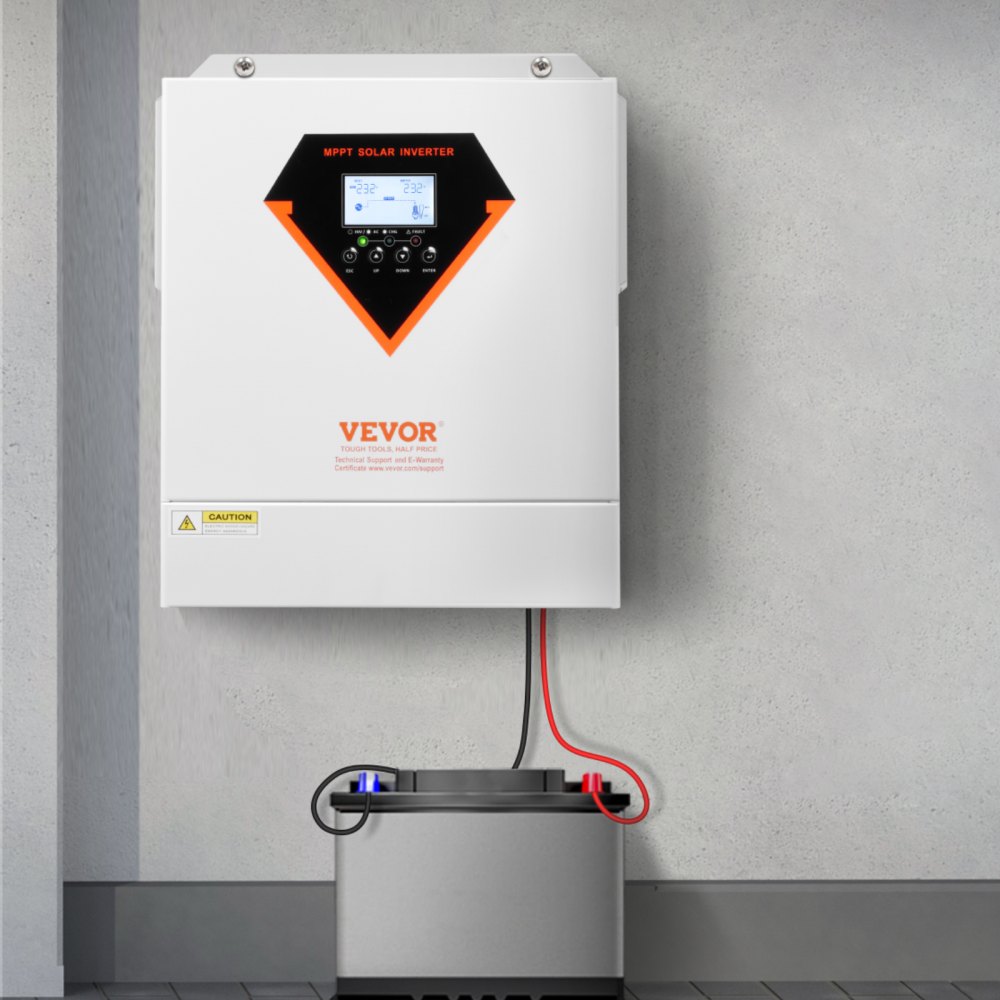 VEVOR Hybrid Solar Inverter, 3500W, All in One Pure Sine Wave Power Inverter Charger, 24V DC to Single-Phase 220/230V AC, with 100A MPPT Solar Controller, for Off-Grid System Lead Acid Lithium Battery