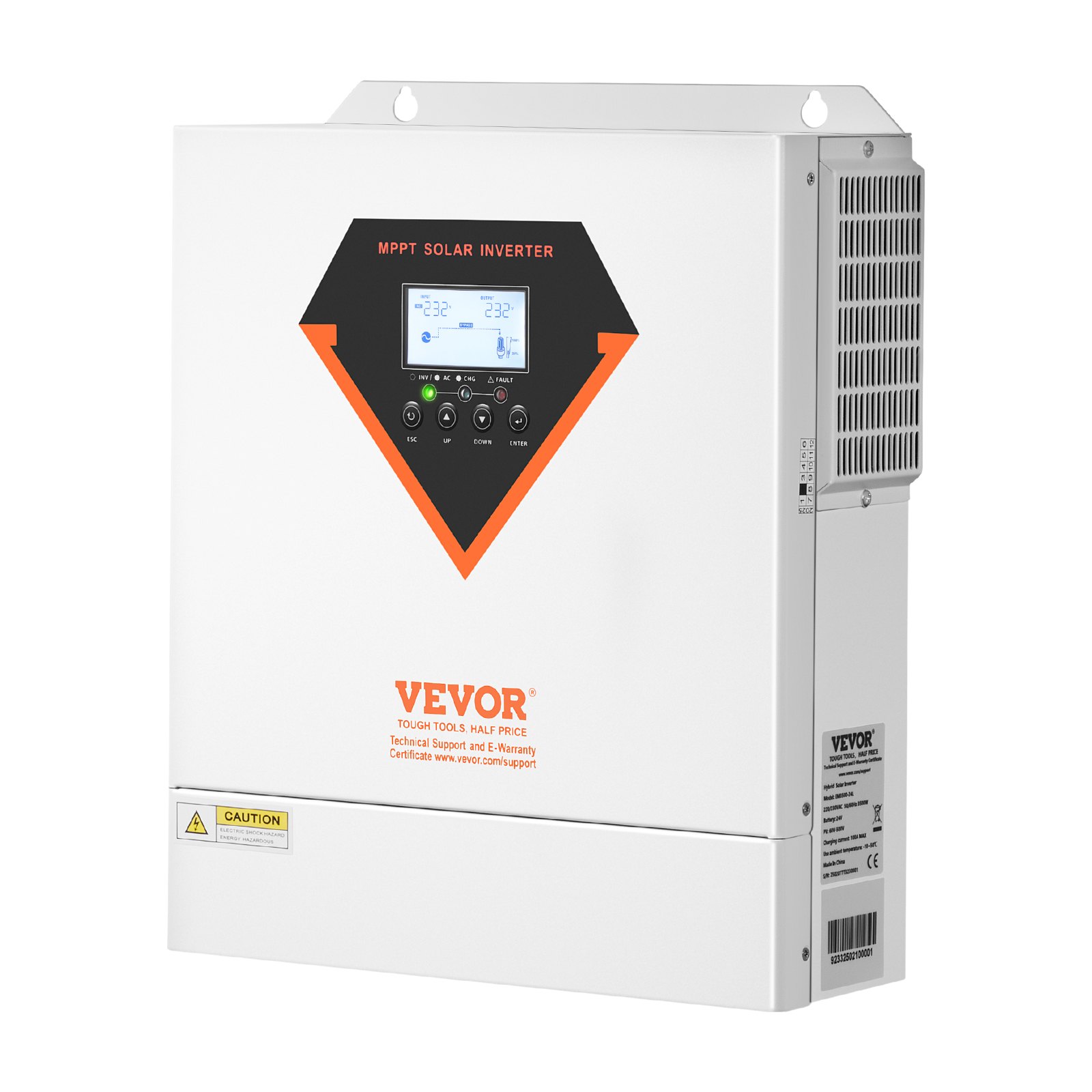 VEVOR Hybrid Solar Inverter, 3500W, All in One Pure Sine Wave Power Inverter Charger, 24V DC to Single-Phase 220/230V AC, with 100A MPPT Solar Controller, for Off-Grid System Lead Acid Lithium Battery
