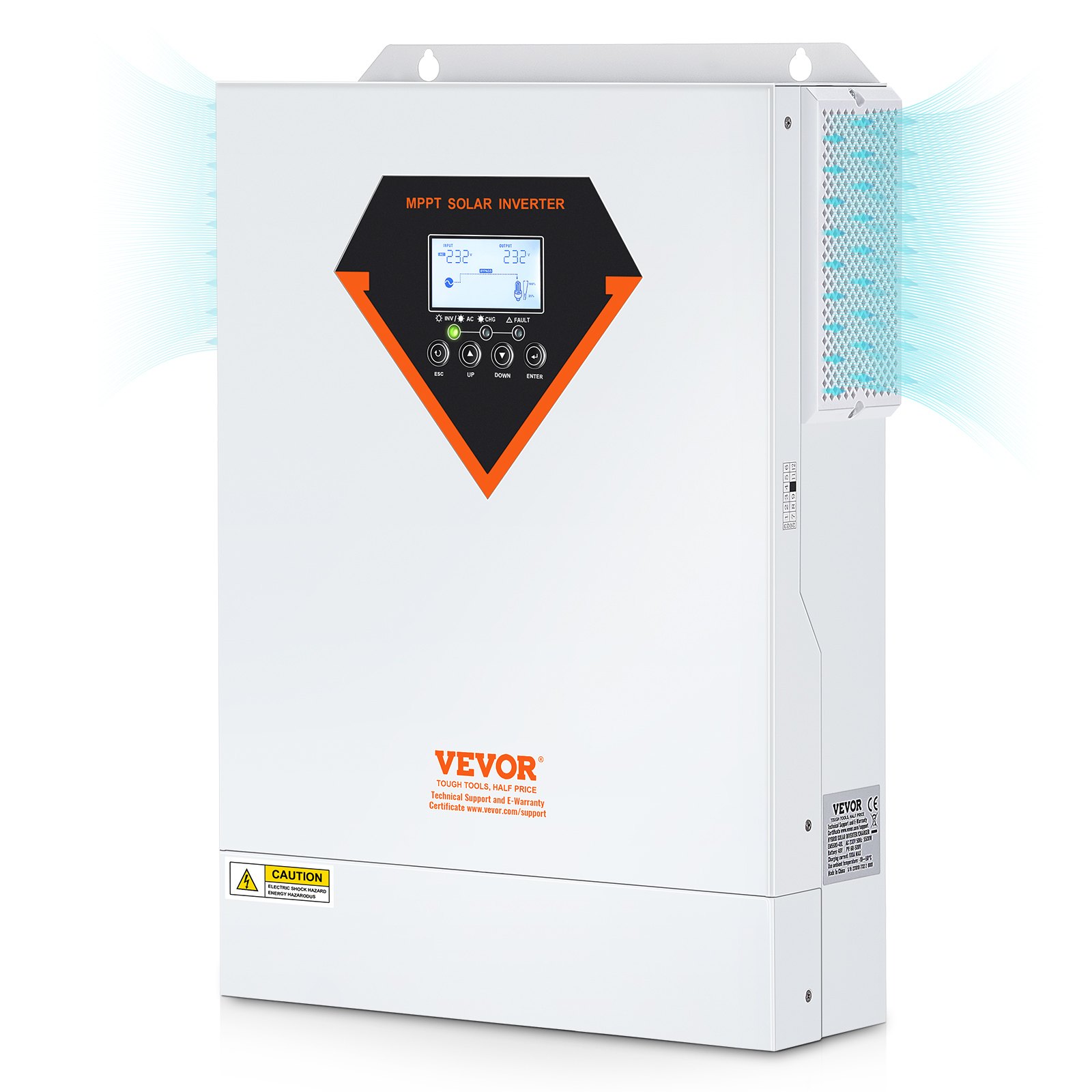 VEVOR Hybrid Solar Inverter, 5500W, Pure Sine Wave Off-Grid Inverter Charger, 230V AC All in One Power Inverter with Build-in 100A MPPT Solar Charge Controller, Support Solar Utility Hybrid Charging