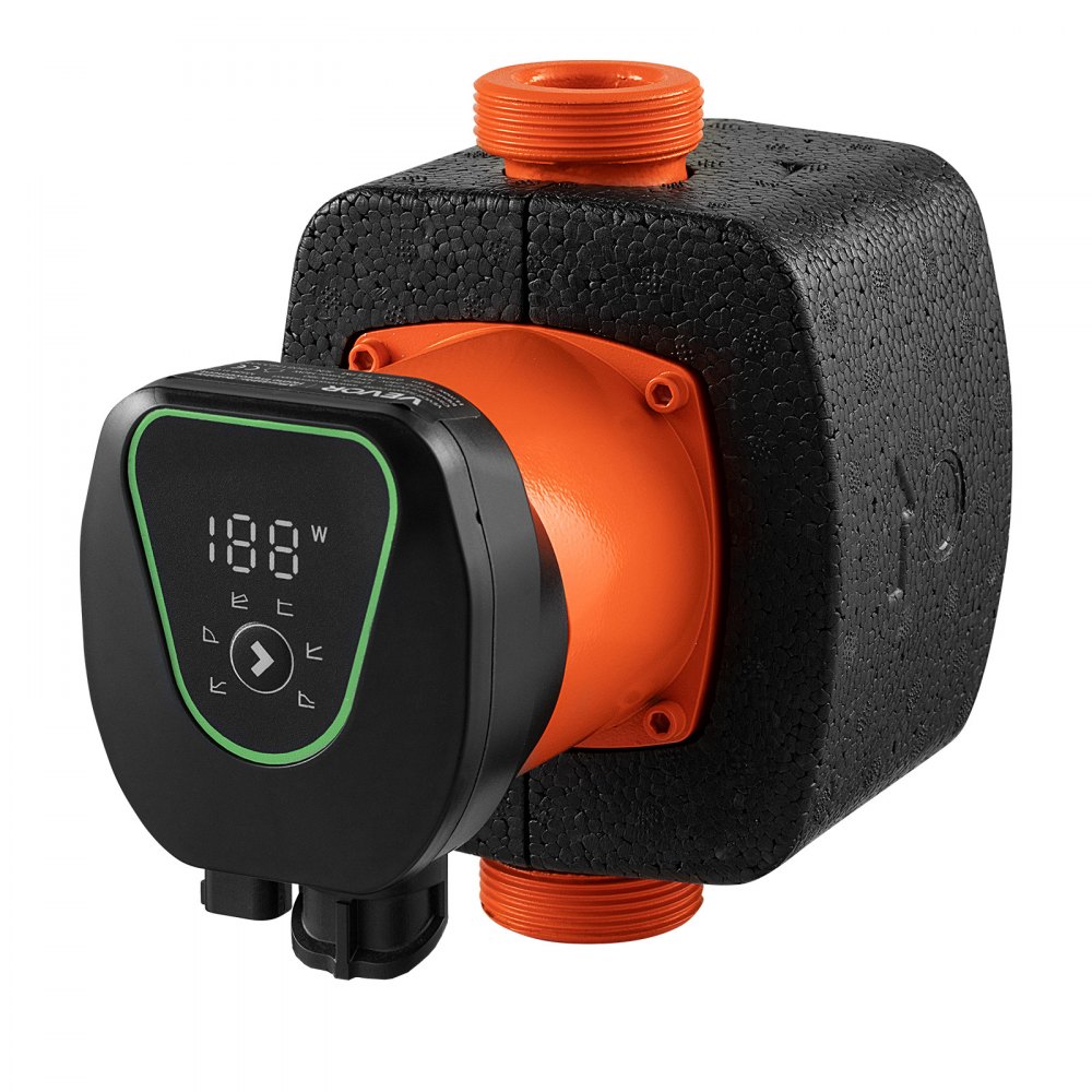VEVOR LPS25-11PA/180 High Efficiency Circulator Pump, 117 LPM, 11 M Max Lift Cast Iron Hot Water Recirculating Circulation Pump, Threaded Connection, Check Valve, Quiet Operation, for Home Heating System