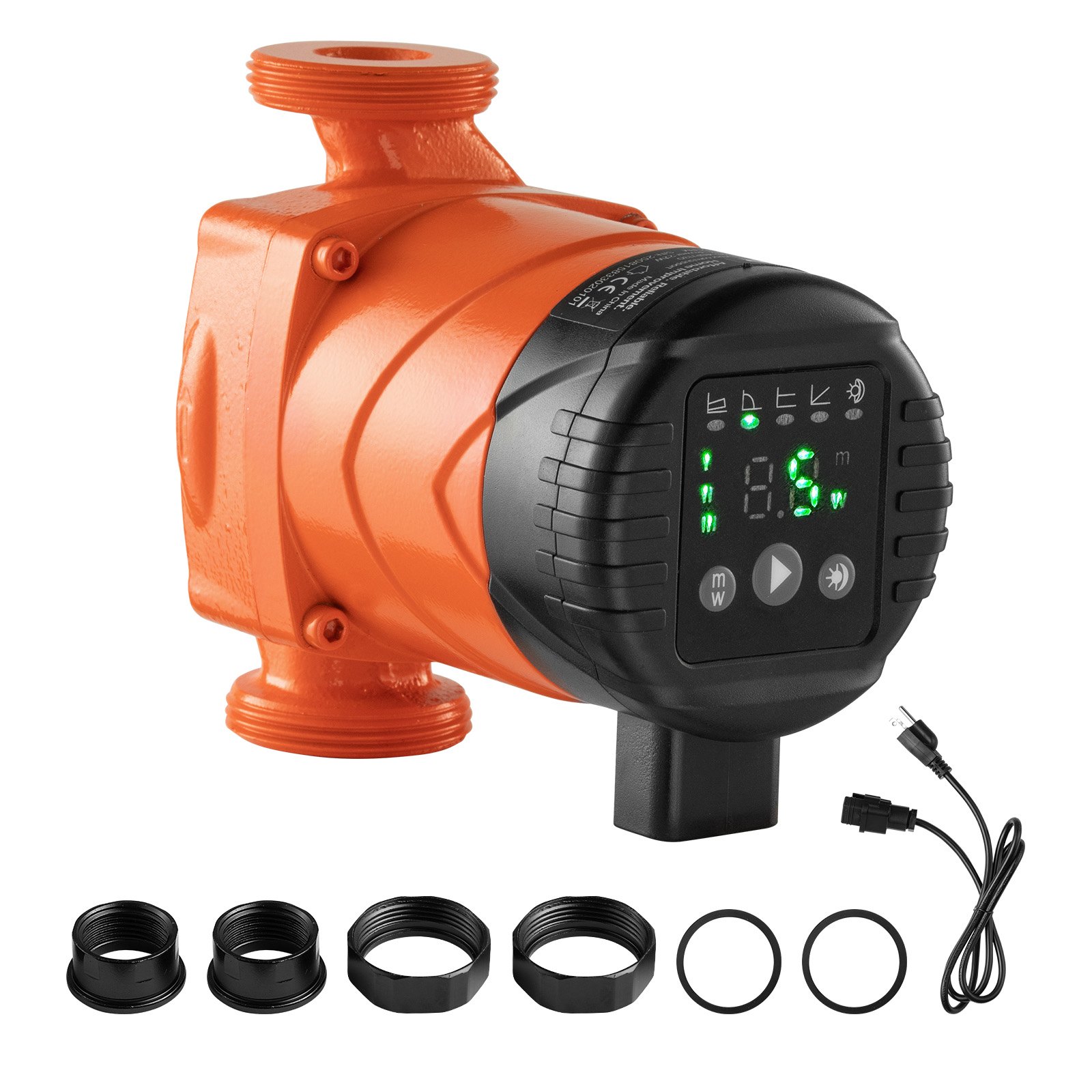 VEVOR LPS25-6BP/130 High Efficiency Circulator Pump, 58 LPM, 6 M Max Lift Cast Iron Hot Water Recirculating Circulation Pump, Threaded Connection, Quiet Operation, for Home Heating System