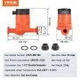 VEVOR LPS25-8BP-180 Hot Water Recirculating Pump, 220V, 60W 67 L/min High Efficiency Circulator Pump, EMC Automatic Water Circulation Pump 38 mm(1.5") Threaded NPT Circulator Pump for Water Heater System