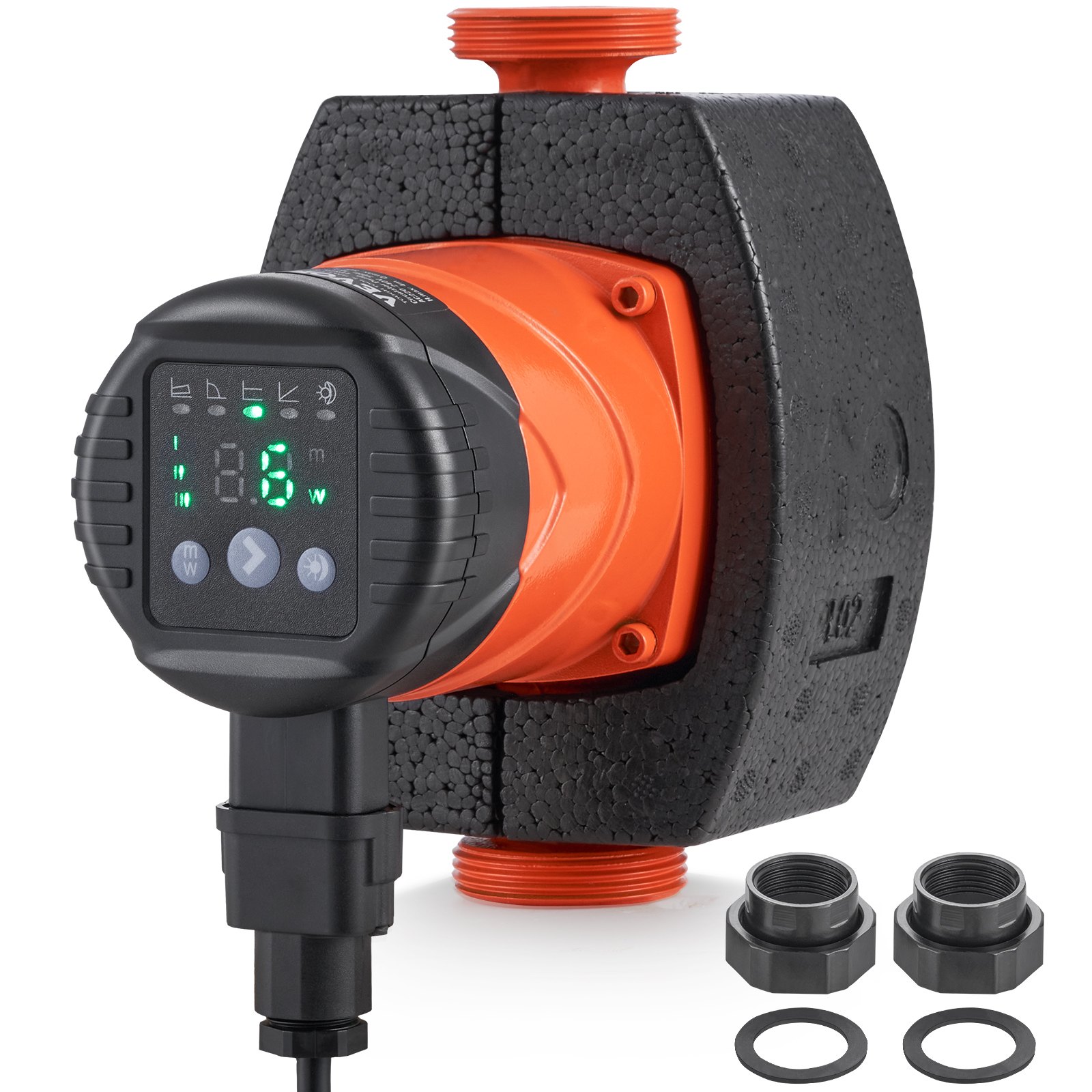 VEVOR LPS25-8BP-180 Hot Water Recirculating Pump, 220V, 60W 67 L/min High Efficiency Circulator Pump, EMC Automatic Water Circulation Pump 38 mm(1.5") Threaded NPT Circulator Pump for Water Heater System