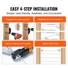 VEVOR 102 Pack Cable Railing Swage Threaded Stud Tension End Fitting Terminal for 3.2mm Deck Cable Railing, T316 Stainless Steel, Cable Railing Tensioner 3.2mm for Wood/Metal Post, Silver