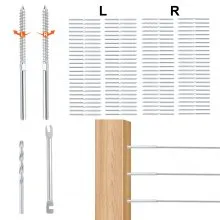 VEVOR 122 Pack Cable Railing Swage Threaded Stud Tension End Fitting Terminal for 3.2mm Deck Cable Railing, T316 Stainless Steel, Cable Railing Tensioner 3.2mm for Wood/Metal Post, Silver